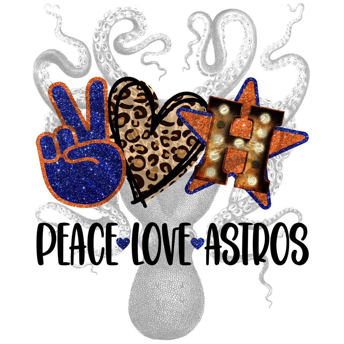 Peace Love Astros Baseball Sublimation Transfer – Flipped Designs