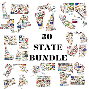 United States Bundle PNG, All 50 States Bundle Digital Download