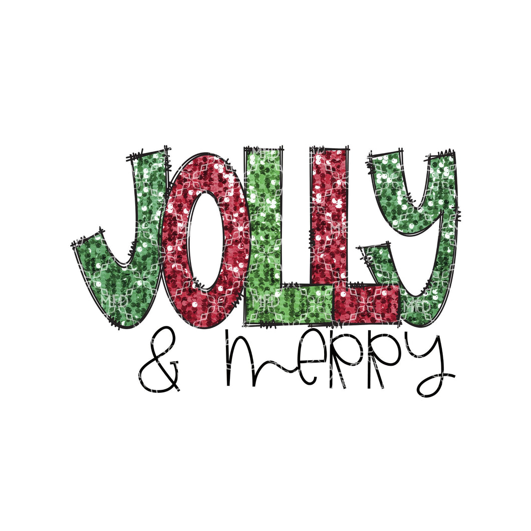 Jolly And Merry PNG, Christmas Digital Download, Holidays Digital Design