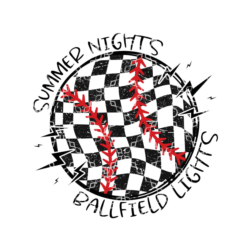 Summer Nights Ballfield Lights PNG, Baseball T-Ball Digital Download