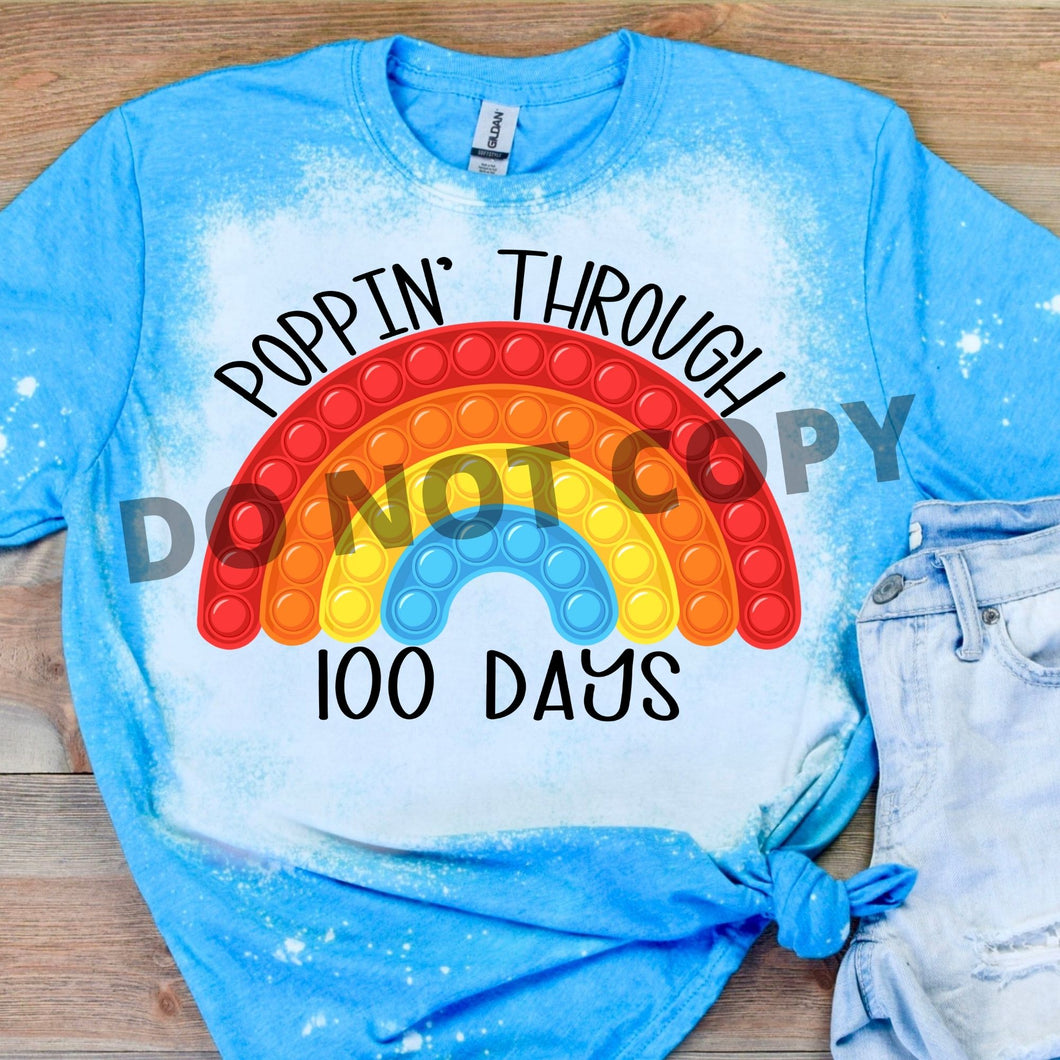 Poppin Through 100 Days Of School Rainbow Sublimation Transfer, 100th Day Of School, Mermaid