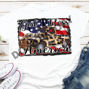 God Bless America Cheetah Truck Digital Download, Digital Design PNG