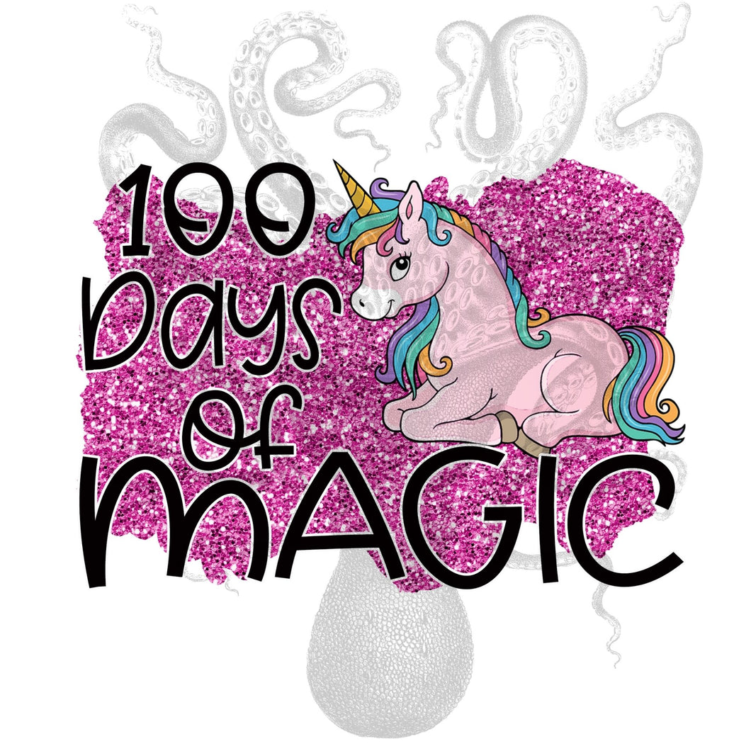 100 Days Of Magic Glitter Unicorn Digital Download, 100th Day of School PNG