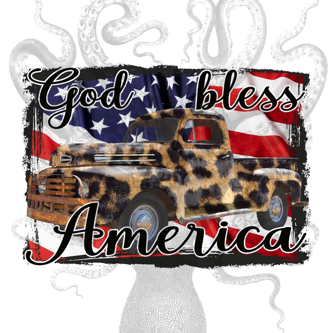 God Bless America Cheetah Truck Digital Download, Digital Design PNG