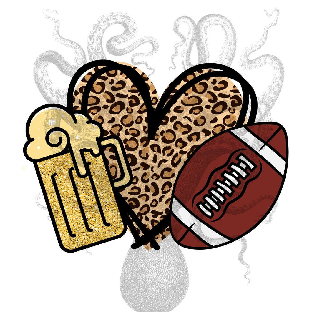 Beer Love Football Cheetah Sublimation Transfer
