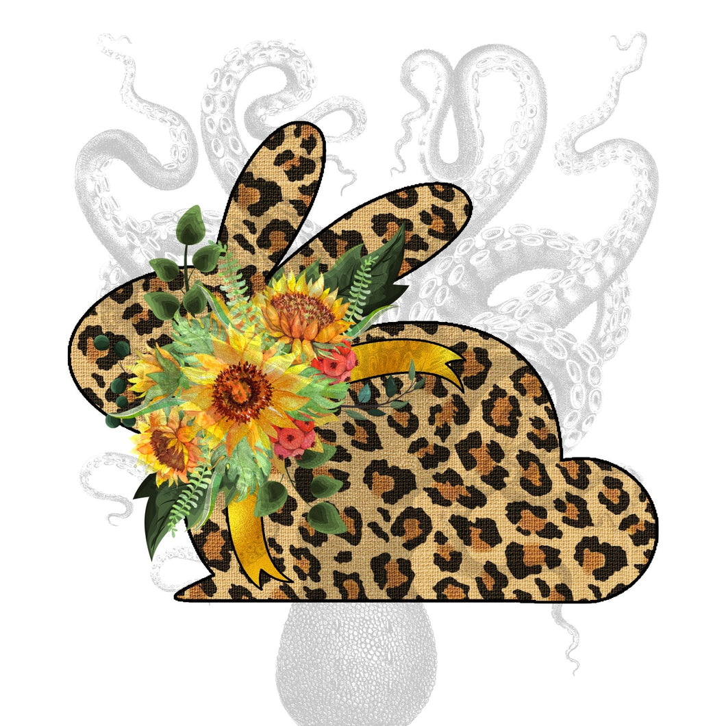 Easter Bunny Cheetah Flowers Sublimation Transfer