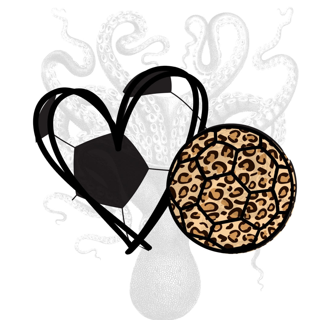 Love Soccer Heart Cheetah Digital Download