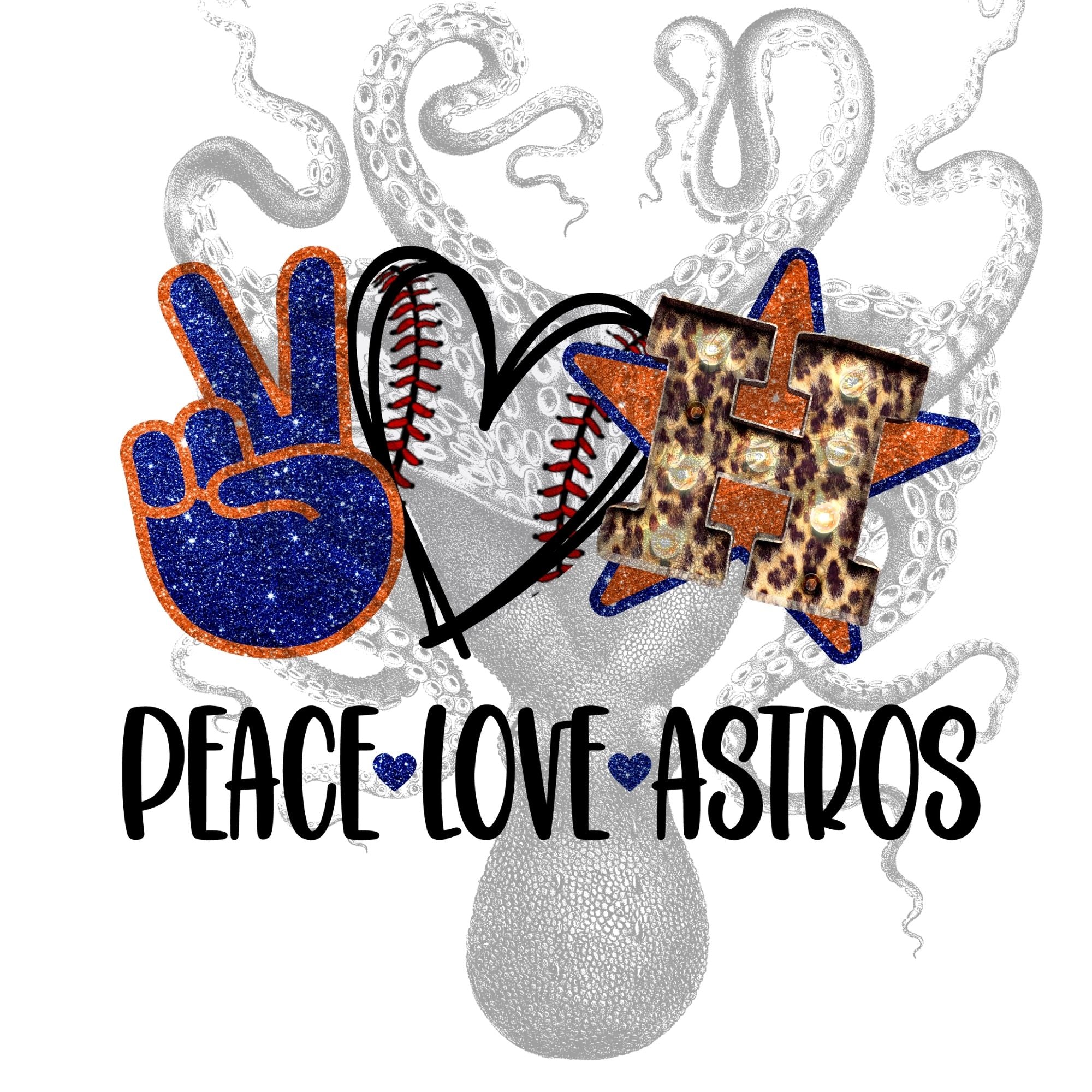 Peace Love Astros Baseball Sublimation Transfer – Flipped Designs