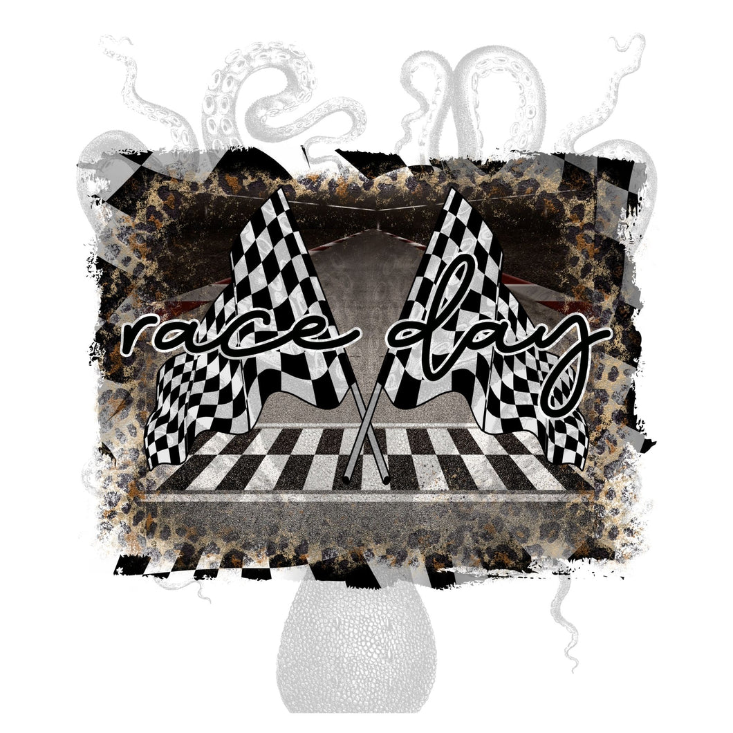 Race Day Cheetah Sublimation Transfer, Race Car Ready To Press Transfer