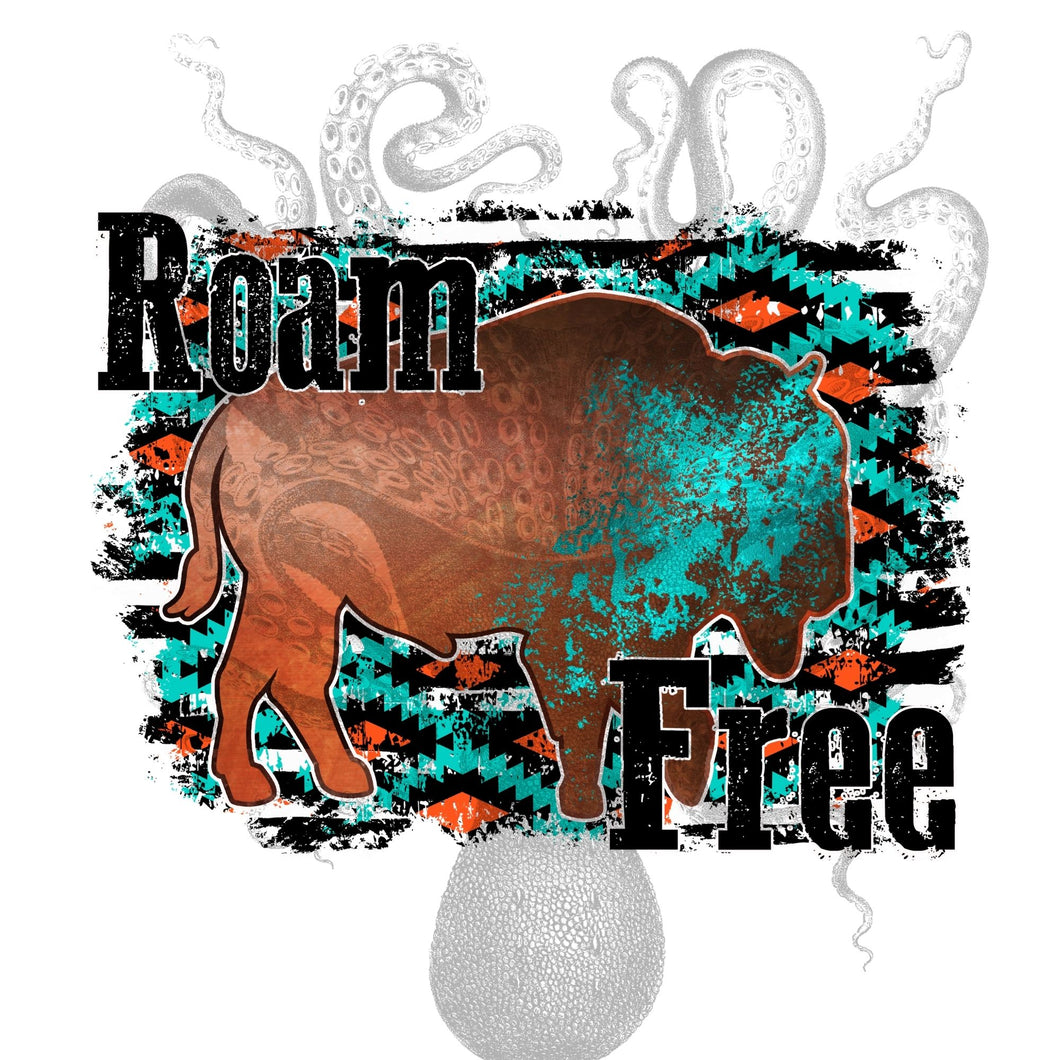 Roam Free Bison Aztec Tribal Sublimation Transfer