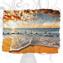 Load image into Gallery viewer, Seas The Day Digital Download,  Sunset Sunrise PNG, Beach Sunset Digital Design
