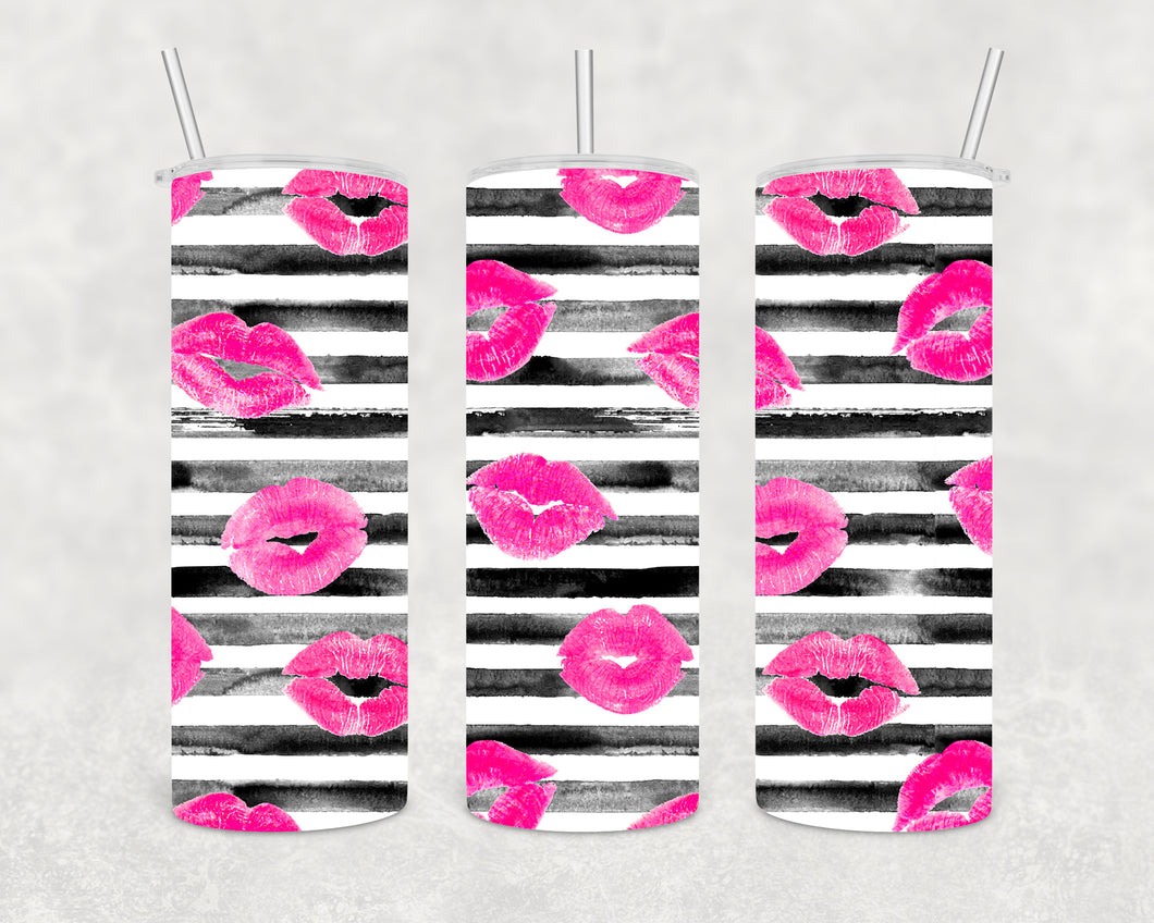 Lots of Lips Hot Pink Skinny Tumbler Sublimation Transfer, Valentine's Day Print Tumbler Sublimation Transfer, Skinny Tumbler Sublimation Transfer