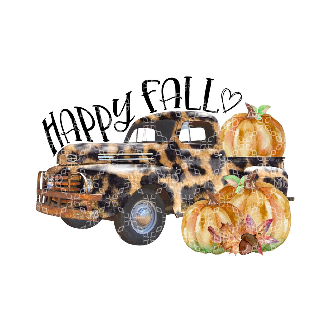 Happy Fall Leopard Truck Digital Download, Digital Download, Digital Design PNG