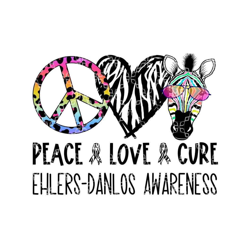 Peace Love Cure Ehlers-Danlos Awareness Sublimation Transfer