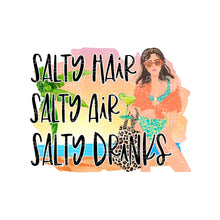 Load image into Gallery viewer, Salty Air Salty Hair Salty Drinks PNG, Salt &amp; Summertime Digital Download, Margarita Digital Design
