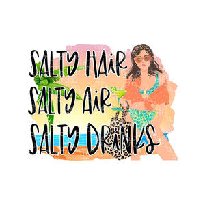 Salty Air Salty Hair Salty Drinks PNG, Salt & Summertime Digital Download, Margarita Digital Design