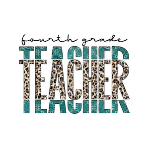 Fourth Grade PNG, School Teacher Digital Download, Leopard and Cow Print Digital Design