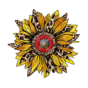 Leopard Turquoise Sunflower PNG, Sunflower Leopard Digital Download, Western Sunflower Digital Design