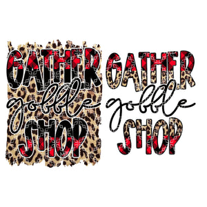 Gather Gobble Shop Buffalo Plaid 2 File Bundle Digital Design, Thanksgiving PNG, Black Friday Digital Design